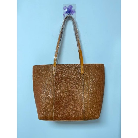 Thickened vegetable-tanned leather horizontal tote bag